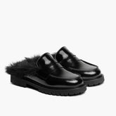 Penny Mule | Black Shearling