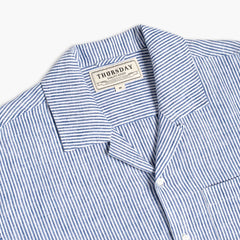 Linen Camp Shirt | White & Indigo