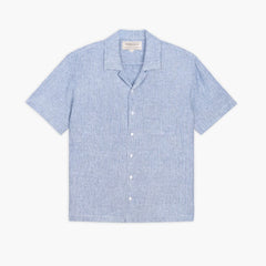 Linen Camp Shirt | White & Indigo
