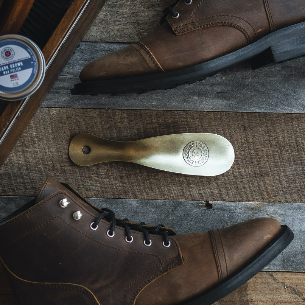 Cobbler's Choice Metal Shoe Horn | Brushed Brass