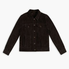 Suede Trucker Jacket | Chocolate